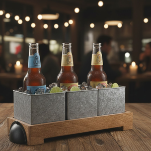 Porta Botellas de Cerveza de Acero Galvanizado |   Portador Gris Ecológico de Metal Sólido para Bar, Picnic y Uso en Exteriores - Product Image 4