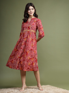 Ramas Kurtis Nuevo Diseño Occidental para Mujer, Estampado Floral Marrón, Algodón, Corte en A, Kurta Sharara Casual de Verano, Hecho a Mano, Personalizado al por Mayor - Product Image 4