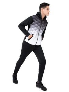 ชุดวิ่งมีฮู้ดสำหรับผู้ชายชุดกีฬาแขนเต็มพิมพ์ลายเรขาคณิตไล่ระดับสีชุดวิ่งสำหรับออกกำลังกายและวิ่ง - Product Image 3