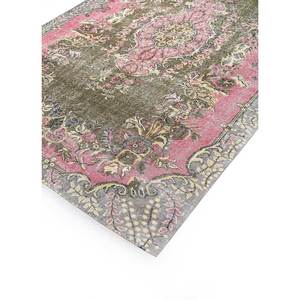 Tapis en laine verte vintage fait main, grand format, style bohème, motif rectangulaire abstrait pour entrée et couloir - Pae-1546 - Product Image 2