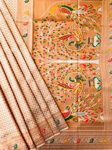 Sari de Seda Paithani Suave Premium con Tejido Zari y Pallu en Contraste, Ideal para Fiestas, para Mujeres Indias, Hecho en India, Sin Plazo de Entrega, En Stock - Product Image 3