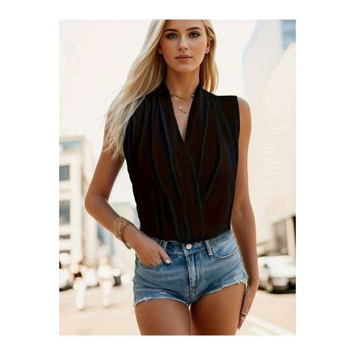 Lucestmdyk Women's Zero Sleeve Double Breasted Sandy Blouse New