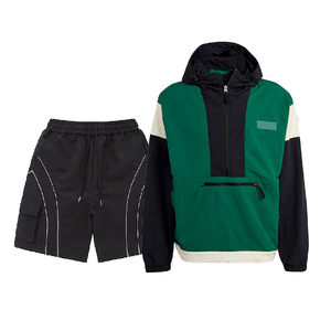 Logo personnalisé vêtements d'entraînement ensemble de deux pièces à la mode short de survêtement de style de rue pantalon de survêtement en nylon coupe-vent ensemble de deux pièces pleine longueur - Product Image 6