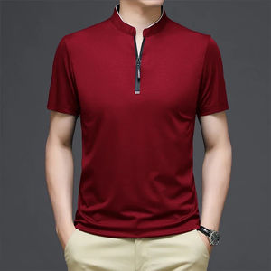 เสื้อโปโลแขนสั้นผู้ชายแฟชั่นลำลองสีพื้นปี 2025 คอตั้งอเนกประสงค์สวมใส่สบาย - Product Image 4