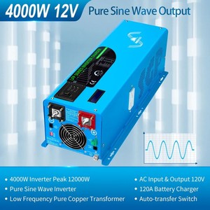 4000W 12V Pure Sine Wave Inverter Charger 120V AC Input Output 120A <b>Battery</b> Charger <b>Auto</b> Transfer for Off Grid - Product Image 2