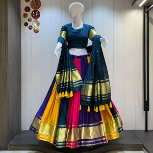 Navratri Lehenga Choli especial Navratri Chaniya Choli para mujeres ropa tradicional india Lehenga Choli nupcial Algodón puro Lehenga - Product Image 1