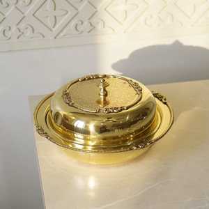 Casserole de luxe en laiton avec couvercle, fait main, type Pital Donga, pour servir des aliments chauds, décoration de table et vaisselle authentique - Product Image 1
