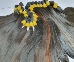Extensions de cheveux en vrac de haute qualité au prix de gros 100 grammes 22 pouces Texture droite de couleur foncée à double tirage - Product Image 2