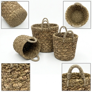 Juego de Cestas de Almacenamiento de Jacinto de Agua y Hierba Marina Tejidas a Mano con Textura Trenzada y Asa en Forma de Arco, Decoración para Macetas y Jardineras, Arte Puro - Product Image 2