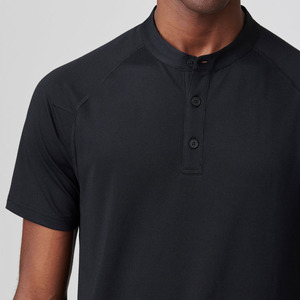 Vêtements de sport en gros pour hommes, tissu extensible personnalisé, col à lame, polos de golf unis - Product Image 6