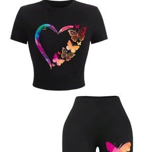 Haute qualité élégant 3D imprimé femmes ensembles 100% coton 2 pièces ensemble femmes personnalisé décontracté Slim Fit Shorts chemise - Product Image 4