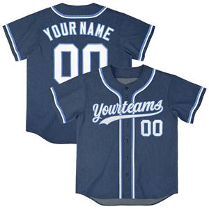 Camiseta de Béisbol Personalizada de Mezclilla 100% Poliéster, Duradera, al por Mayor, con Nombre, Número y Logotipo Bordados, Tallas Grandes para Hombre y Mujer - Product Image 4
