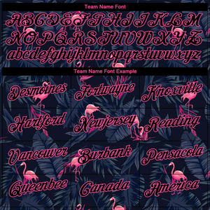 Camiseta Deportiva Sublimada con Estampado de Flamenco Personalizado, Azul Marino y Rosa, Nombre del Equipo y Número, Ropa Deportiva Transpirable - Product Image 3