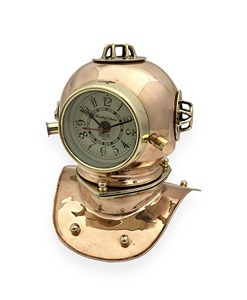 Vintage Style 8 Inch Diving Helmet <b>Watch</b> Crafted In Copper Brass And Lens Nautical Decorative Clock For Home Office - Product Image 4
