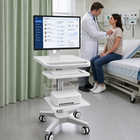 Chariot de travail médical de bureau intégré de 870 mm de hauteur avec plateau pour clavier et étagère pour imprimante