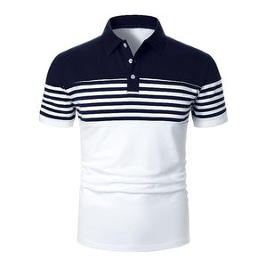 เสื้อโปโลกอล์ฟวินเทจสำหรับผู้ชายเสื้อคอตตอนโพลีเอสเตอร์เสื้อเจอร์ซีย์แขนสั้นสีตัดกันโลโก้ออกแบบได้ตามต้องการ - Product Image 4