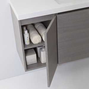 Mobile da Bagno Moderno in Acciaio e Legno, Design Italiano, 90cm, Grigio, per Casa, Palestra, Hotel - Product Image 3
