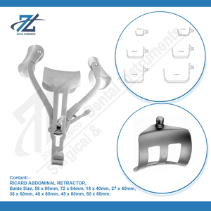 RICARD Instrument droit en acier inoxydable à ouverture de 72x84mm pour écarteur abdominal Instruments chirurgicaux de base - Product Image 3
