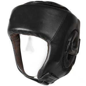 Leather Boxing <b>Head</b> Guard Adjustable Breathable MMA Sparring <b>Training</b> Helmet for Adult - Product Image 1