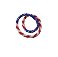 Colliers de perles de rocaille de 4 juillet faits à la main avec pendentif drapeau américain collier de perles de rocaille de style drapeau américain en gros pour le jour de l'indépendance