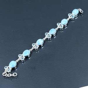 Pulsera de Tenis de Plata de Ley 925 Hecha a Mano con Larimar, Regalo de Compromiso, Joyería Chapada en Oro Rosa - Product Image 2