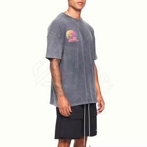 Camisetas de talla grande hechas a medida para hombre, ropa de calle transpirable de tela de algodón pesado cómodo con transferencia de calor - Product Image 4