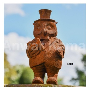 Escultura de jardín de búho de hierro sólido marrón más vendida, escultura de jardín de pájaros para el hogar, jardín, patio, parque, decoración de Patio - Product Image 4