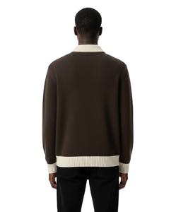 Polo de manga larga de punto de color sólido de alta calidad OEM personalizado para hombre y mujer, polo de manga larga de peso pesado. - Product Image 2