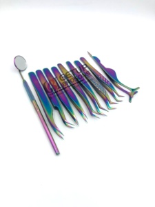 Pince à épiler GETUP BROSONS IMPEX de haute qualité, antistatique, durable, en acier inoxydable, pour extensions de cils, pointe dentelée, miroir arc-en-ciel - Product Image 4