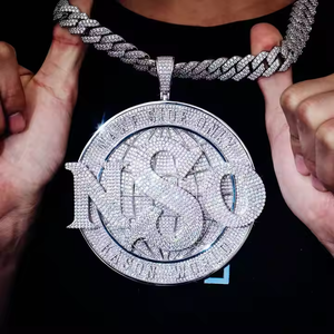 Pendentif rond en diamant de laboratoire scintillant, argent 925, style hip-hop de luxe, colliers unisexes, breloques, bijoux, certifié IGI/EGL - Product Image 3