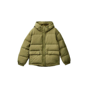 Manteaux d'hiver matelassés imperméables respirants à manches longues à capuche pour femmes en tissu uni vert 2025 Nouvelle mode - Product Image 6