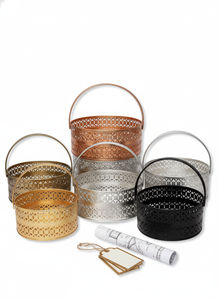 Ready Ship Modern Metal Gift <b>Hamper</b> Basket Handle for Festive Corporate Wedding Gifting | Eco-Friendly Multifunction <b>Storage</b> - Product Image 4