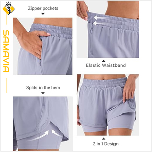 Pantalones cortos para correr de secado rápido con estampado de leopardo y cintura alta para mujer, ligeros, transpirables, listos para entrenar, para enviar al mercado de la UE/EE. UU. - Product Image 4