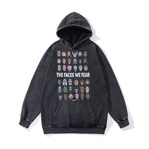 Veste à capuche surdimensionnée à imprimé de dessin animé de style vintage américain, mode de rue, 100% coton, approvisionnement ODM pour hommes et femmes - Product Image 3