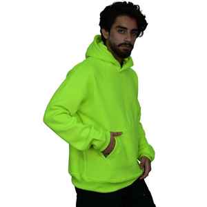 Sudadera con Capucha de Felpa Técnica Amarillo Neón Esencial para Hombre, Sin Aranceles, Mezcla de Algodón Premium, Cómoda y Personalizable - Product Image 5