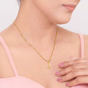 Colgante de Oro Amarillo de 14K con Zirconia en Forma de Letra J, Cadena de Eslabones Moderna para Regalo de Compromiso, Boda o Aniversario - Product Image 2