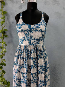 Handmade Summer Maxi Dress Block Printed Pure Cotton Strapless Sleeveless Casual Style Sweet Weave <b>Both</b> Side Pockets Casual - Product Image 2