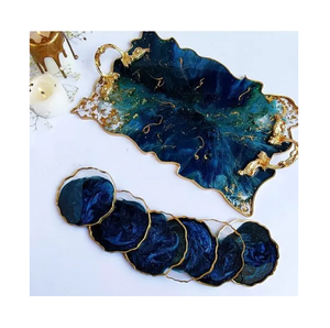 Bandeja de servicio de resina epoxi popular Mesa de restaurante Té Café Bandeja de resina epoxi con asa - Product Image 4