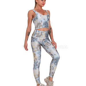Conjunto de yoga para mujer más vendido del fabricante alto Diseño único Patrón sólido Logotipo frontal Cierre de cintura elástica Artículo de gran oferta - Product Image 2