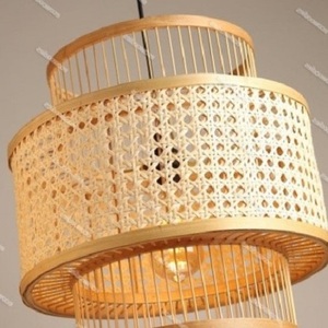 Lámpara Colgante Moderna de Mimbre Natural para Decoración del Hogar, Pantalla Ajustable de Bambú y Papel Trenzado para Dormitorio, Comedor y Techo - Product Image 3