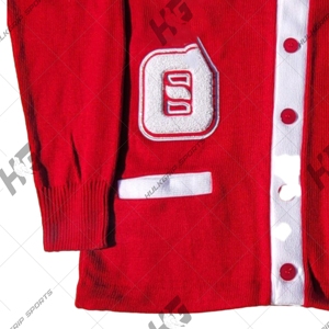 DST <b>Red</b> <b>cardigan</b> with white trims acrylic knitted <b>cardigan</b> for sororities and fraternities greek <b>cardigan</b> - Product Image 4