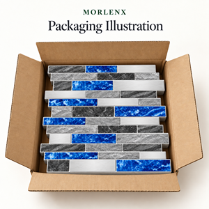 MORLENX - Adhesivos Decorativos 3D con Aspecto de Mármol Azul Cobalto Gris, Azulejos Autoadhesivos para Decoración de Paredes de Cocina - Product Image 6