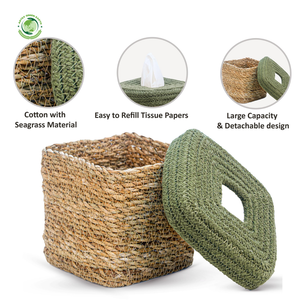 Porte-boîte à mouchoirs en jonc de mer en matériaux naturels, taille personnalisable sur demande, boîte à mouchoirs multifonctionnelle. - Product Image 2