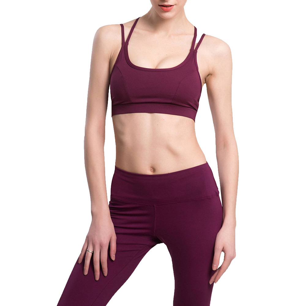 Women's Comfortable Padded Wireless Nylon Yoga Sports Workout Bra Sexy Tank Top Gym Fitness Breathable Plus Sizes Seamless