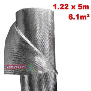 Isolation thermique artisanale, MXBLH-002, 1,22x5m, 5mm, -51 à 82°C, Métallisé 0,1mm, Microcellules 3mm, Métallisé 0,1mm, Bulles 3/1 - Product Image 1