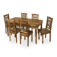 Ensemble de table à manger contemporaine en bois massif pour 6 personnes avec chaises |   Meubles de salle à manger durables et écologiques pour la maison