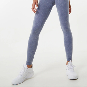 Diseño de logotipo personalizado Ropa deportiva de LICRA Mujeres Cintura alta Lavado ácido Legging Precios al por mayor Hecho Mejor calidad Legging de tela - Product Image 6