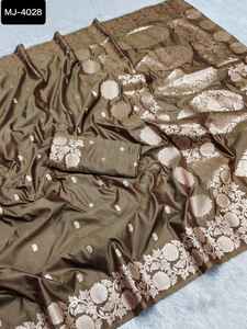 Vêtements indiens et pakistanais, saris indiens et pakistanais, vêtements de soirée, broderie lourde et travail de séquence, sari avec bordure en dentelle - Product Image 3