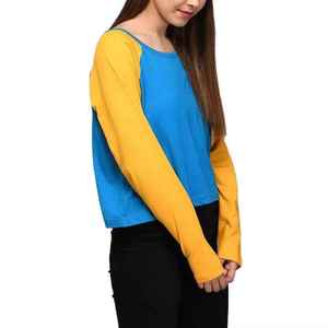 T-shirt manches longues raglan pour femmes, haut à col rond et bloc de couleurs, chemise décontractée douce et respirante, confort haut de gamme - Product Image 5