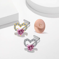 Anneau de piercing nasal en forme de L avec cœur, en acier inoxydable, nouveau, tendance, bijoux indiens pour femmes et hommes